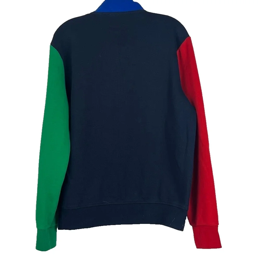 Polo Ralph Lauren Men's Red/Green/Blue Colorblock Retro Logo Pullover Sweatshirt